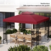 TETTO DI RICAMBIO PER GAZEBO 3X3 M A 2 LIVELLI E ANTI UV IN POLIESTERE CON PRESA D'ARIA, ROSSO