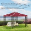 TETTO DI RICAMBIO PER GAZEBO 3X3 M A 2 LIVELLI E ANTI UV IN POLIESTERE CON PRESA D'ARIA, ROSSO