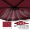 TETTO DI RICAMBIO PER GAZEBO 3X3 M A 2 LIVELLI E ANTI UV IN POLIESTERE CON PRESA D'ARIA, ROSSO