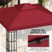 TETTO DI RICAMBIO PER GAZEBO 3X3 M A 2 LIVELLI E ANTI UV IN POLIESTERE CON PRESA D'ARIA, ROSSO