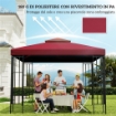 TETTO DI RICAMBIO PER GAZEBO 3X3 M A 2 LIVELLI E ANTI UV IN POLIESTERE CON PRESA D'ARIA, ROSSO