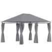 GAZEBO 3X4 M CON 6 PARETI RIMOVIBILI, 8 FORI DI DRENAGGIO E 12 PICCHETTI, IN ACCIAIO E POLIESTERE, GRIGIO E NERO