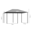 GAZEBO 3X4 M CON 6 PARETI RIMOVIBILI, 8 FORI DI DRENAGGIO E 12 PICCHETTI, IN ACCIAIO E POLIESTERE, GRIGIO E NERO