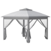 GAZEBO DA ESTERNO PIEGHEVOLE AD ALTEZZA REGOLABILE CON ZANZARIERE, 3.3X3.3X2.8 M, GRIGIO