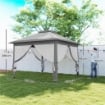 GAZEBO DA ESTERNO PIEGHEVOLE AD ALTEZZA REGOLABILE CON ZANZARIERE, 3.3X3.3X2.8 M, GRIGIO