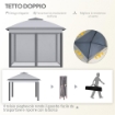 GAZEBO DA ESTERNO PIEGHEVOLE AD ALTEZZA REGOLABILE CON ZANZARIERE, 3.3X3.3X2.8 M, GRIGIO