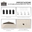 GAZEBO PIEGHEVOLE 4X4 M AD ALTEZZA REGOLABILE CON ZANZARIERA E BORSA, IN METALLO E TESSUTO OXFORD BEIGE
