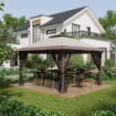 GAZEBO PIEGHEVOLE 4X4 M AD ALTEZZA REGOLABILE CON ZANZARIERA E BORSA, IN METALLO E TESSUTO OXFORD BEIGE