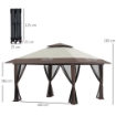 GAZEBO PIEGHEVOLE 4X4 M AD ALTEZZA REGOLABILE CON ZANZARIERA E BORSA, IN METALLO E TESSUTO OXFORD BEIGE