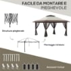 GAZEBO PIEGHEVOLE 4X4 M AD ALTEZZA REGOLABILE CON ZANZARIERA E BORSA, IN METALLO E TESSUTO OXFORD BEIGE