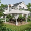 GAZEBO PIEGHEVOLE 4X4 M AD ALTEZZA REGOLABILE CON ZANZARIERA E BORSA, IN METALLO E TESSUTO OXFORD CREMA