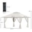 GAZEBO PIEGHEVOLE 4X4 M AD ALTEZZA REGOLABILE CON ZANZARIERA E BORSA, IN METALLO E TESSUTO OXFORD CREMA