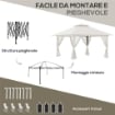 GAZEBO PIEGHEVOLE 4X4 M AD ALTEZZA REGOLABILE CON ZANZARIERA E BORSA, IN METALLO E TESSUTO OXFORD CREMA