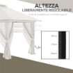GAZEBO PIEGHEVOLE 4X4 M AD ALTEZZA REGOLABILE CON ZANZARIERA E BORSA, IN METALLO E TESSUTO OXFORD CREMA