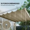 TETTO PER GAZEBO PERGOLA CON 10 FORI DI DRENAGGIO IN POLIESTERE, 250X255 CM, PER PERGOLA 3X3M, BEIGE
