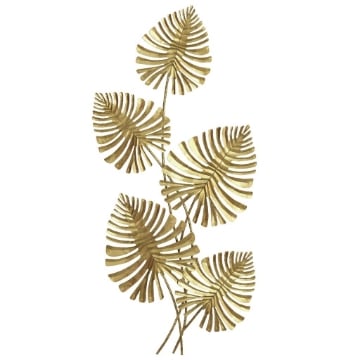 WALL ART A 5 FOGLIE DI MONSTERA IN METALLO DORATO CON ACCESSORI PER MONTAGGIO INCLUSI, 83X2.5X39 CM