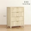 CASSETTIERA CON 4 CASSETTI SCANALATI E MANIGLIE DORATE, 70X38X93 CM, LEGNO NATURALE
