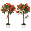 PIANTA FINTA DI CAMELIA DA 21 FIORI CON VASO RIEMPITO IN CEMENTO E MUSCHIO, Ï18X90 CM, ARANCIONE