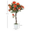 PIANTA FINTA DI CAMELIA DA 21 FIORI CON VASO RIEMPITO IN CEMENTO E MUSCHIO, Ï18X90 CM, ARANCIONE