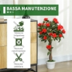 PIANTA FINTA DI CAMELIA DA 21 FIORI CON VASO RIEMPITO IN CEMENTO E MUSCHIO, Ï18X90 CM, ARANCIONE