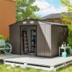 CASETTA DA GIARDINO CON 4 PRESE D'ARIA E 2 PORTE SCORREVOLI IN ACCIAIO, 277X195X192 CM, MARRONE