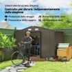 CASETTA DA GIARDINO CON 4 PRESE D'ARIA E 2 PORTE SCORREVOLI IN ACCIAIO, 277X195X192 CM, MARRONE