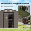 CASETTA DA GIARDINO CON 4 PRESE D'ARIA E 2 PORTE SCORREVOLI IN ACCIAIO, 277X195X192 CM, MARRONE