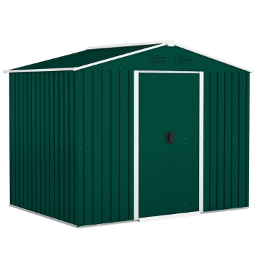 CASETTA DA GIARDINO 3.6M¦ IN LAMIERA DI ACCIAIO CON 2 PORTE SCORREVOLI E 4 PRESE D'ARIA, 236X174X190 CM, VERDE