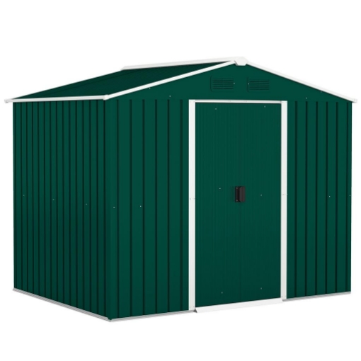 CASETTA DA GIARDINO 3.6M¦ IN LAMIERA DI ACCIAIO CON 2 PORTE SCORREVOLI E 4 PRESE D'ARIA, 236X174X190 CM, VERDE