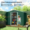 CASETTA DA GIARDINO 3.6M¦ IN LAMIERA DI ACCIAIO CON 2 PORTE SCORREVOLI E 4 PRESE D'ARIA, 236X174X190 CM, VERDE