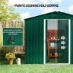 CASETTA DA GIARDINO 3.6M¦ IN LAMIERA DI ACCIAIO CON 2 PORTE SCORREVOLI E 4 PRESE D'ARIA, 236X174X190 CM, VERDE