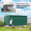 CASETTA DA GIARDINO CON PORTA SCORREVOLE, IN ACCIAIO, 345X280.5X169-201CM, VERDE