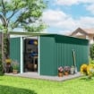 CASETTA DA GIARDINO CON PORTA SCORREVOLE, IN ACCIAIO, 345X280.5X169-201CM, VERDE