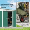 CASETTA DA GIARDINO CON PORTA SCORREVOLE, IN ACCIAIO, 345X280.5X169-201CM, VERDE