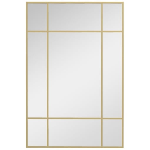 SPECCHIO DA PARETE STILE FINESTRA CON MONTAGGIO VERTICALE E ORIZZONTALE, 90X60 CM, ORO