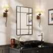 SPECCHIO DA PARETE STILE FINESTRA CON MONTAGGIO VERTICALE E ORIZZONTALE, 90X60 CM, NERO