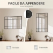 SPECCHIO DA PARETE STILE FINESTRA CON MONTAGGIO VERTICALE E ORIZZONTALE, 90X60 CM, NERO