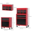 CARRELLO PORTA ATTREZZI 2 IN 1 CON CASSETTA SUPERIORE E ARMADIETTO INFERIORE, IN METALLO, 61.6X33X108 CM, ROSSO
