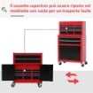 CARRELLO PORTA ATTREZZI 2 IN 1 CON CASSETTA SUPERIORE E ARMADIETTO INFERIORE, IN METALLO, 61.6X33X108 CM, ROSSO