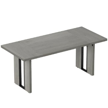 TAVOLO DA PRANZO IN STILE INDUSTRIALE PER 8 PERSONE MAX, IN LEGNO E ACCIAIO, 180X80X75 CM, GRIGIO