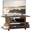 MOBILE PORTA TV MODERNO CON RIPIANI, RUOTE GIREVOLI E FRENI, 80X40X40 CM, MARRONE RUSTICO