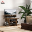 MOBILE PORTA TV MODERNO CON RIPIANI, RUOTE GIREVOLI E FRENI, 80X40X40 CM, MARRONE RUSTICO