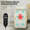 POLTRONA RELAX RISCALDANTE E MASSAGGIANTE CON POGGIAPIEDI REGOLABILE E TELECOMANDO, 67X95X101 CM, CREMA