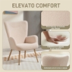 POLTRONA MODERNA IN TESSUTO SHERPA IMBOTTITA CON SCHIENALE ALTO E BRACCIOLI, BEIGE
