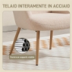 POLTRONA MODERNA IN TESSUTO SHERPA IMBOTTITA CON SCHIENALE ALTO E BRACCIOLI, BEIGE