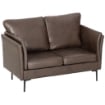 DIVANO 2 POSTI IN PELLE TRASPIRANTE CON IMBOTTITURA SPESSA E GAMBE IN METALLO, 137X72X88 CM, MARRONE SCURO