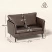 DIVANO 2 POSTI IN PELLE TRASPIRANTE CON IMBOTTITURA SPESSA E GAMBE IN METALLO, 137X72X88 CM, MARRONE SCURO
