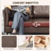 DIVANO 2 POSTI IN PELLE TRASPIRANTE CON IMBOTTITURA SPESSA E GAMBE IN METALLO, 137X72X88 CM, MARRONE SCURO