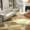 TAPPETO MODERNO DA SOGGIORNO E SALOTTO, IPOALLERGENICO E LAVABILE CON EFFETTO 3D, 230X160 CM, GIALLO