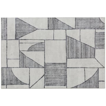 TAPPETO MODERNO ANTISCIVOLO A LINEE GEOMETRICHE, IN POLIESTERE MULTICOLORE, 230X160X0.7 CM